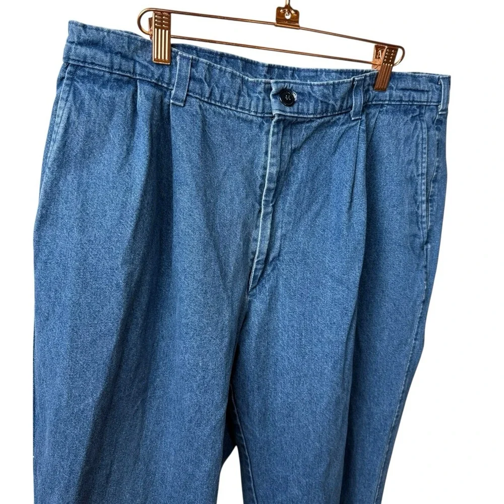 Vintage Farah Pleated Denim Trousers Mens‎ 38/29 Blue Garment Washed 90s Jeans